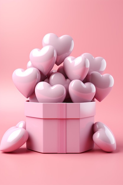 there is a pink box with many hearts in it generative ai