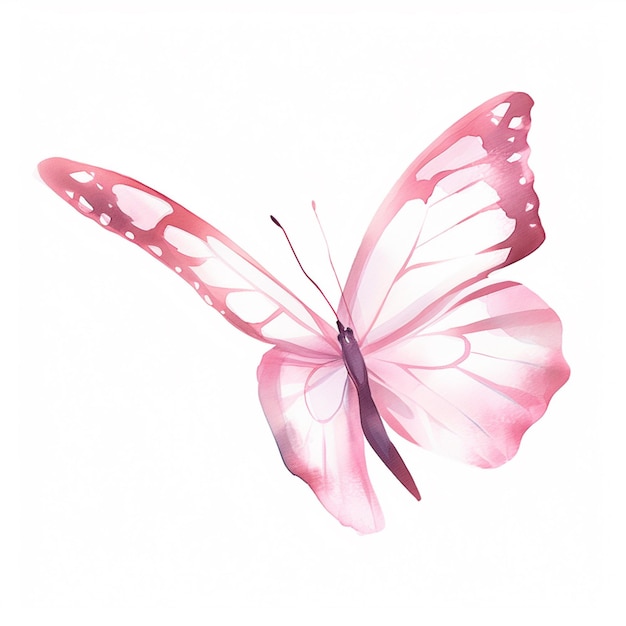 Photo there is a pink butterfly with white spots on its wings generative ai