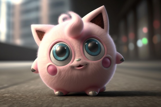 There is a pink cat with big eyes and a big nose generative ai