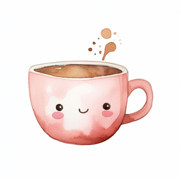 There is a pink cup with a smiley face on it generative ai