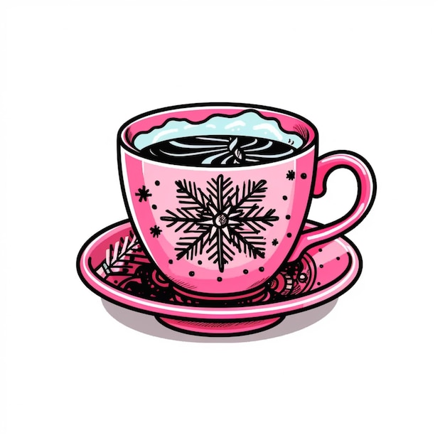 there is a pink cup with a snowflake on it generative ai