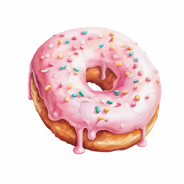 There is a pink donut with sprinkles and sprinkles on it generative ai