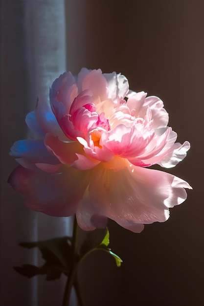 there is a pink flower that is in a vase generative ai