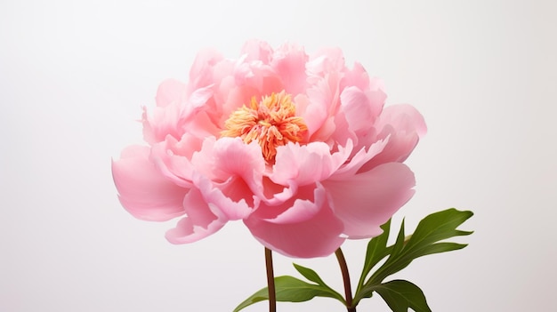 there is a pink flower that is in a vase on a table generative ai