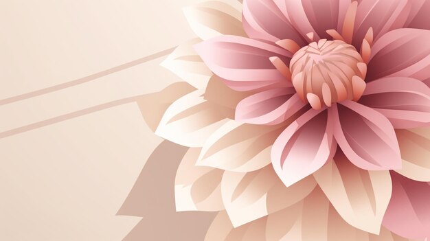 there is a pink flower with a white center on a beige background generative ai