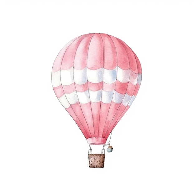 Photo there is a pink hot air balloon with a basket on it generative ai