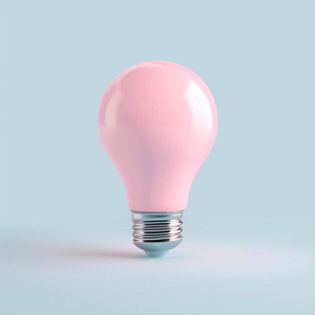 there is a pink light bulb sitting on a blue surface generative ai