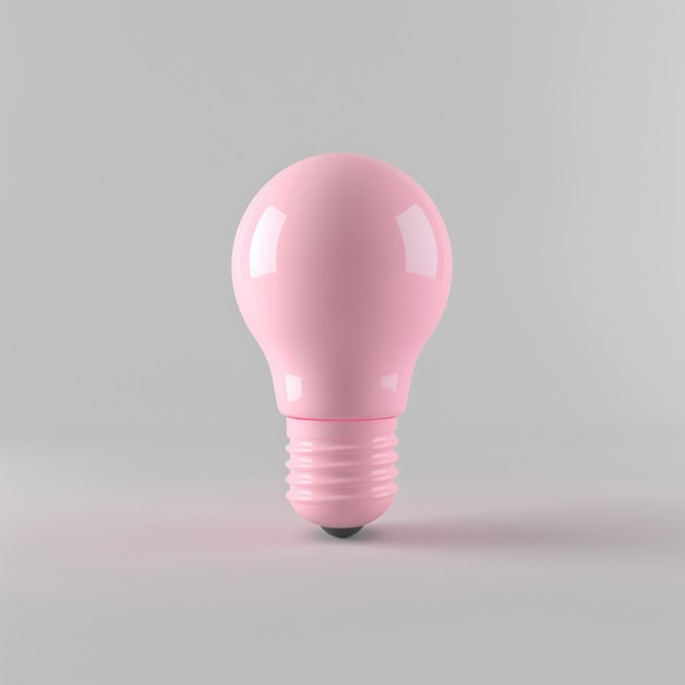 there is a pink light bulb that is on a white surface generative ai