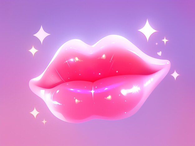There is a pink lip with sparkles on it generative ai
