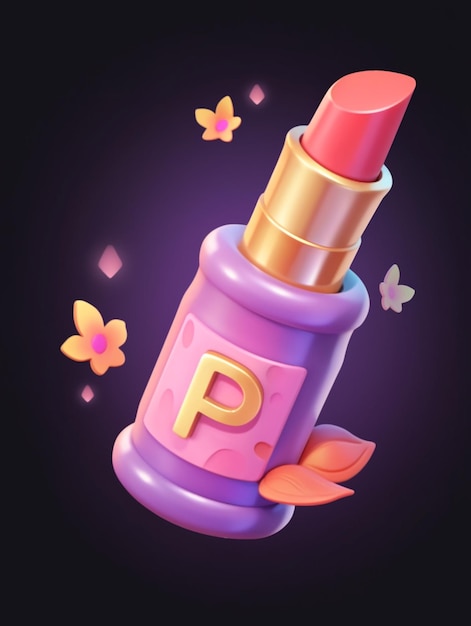 There is a pink lipstick with a gold top and a pink tube generative ai