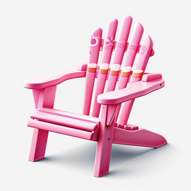 Photo there is a pink plastic chair with a pink umbrella on it generative ai