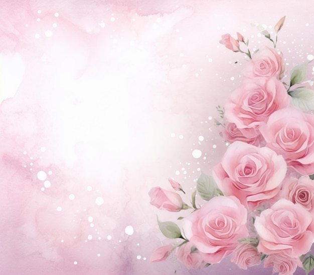 There is a pink rose arrangement with white flowers on a pink background generative ai