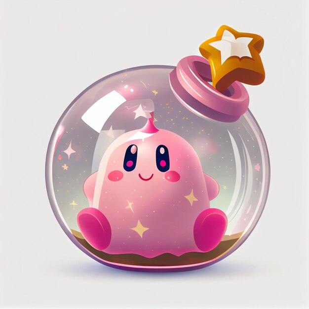 there is a pink star in a glass jar with a star on top generative ai