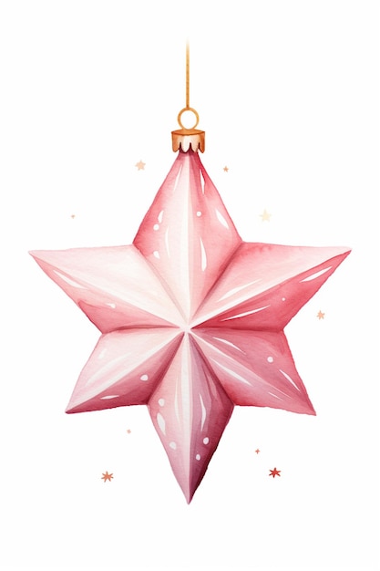 Foto c'è una stella rosa appesa a una decorazione a stella dorata generativa ai