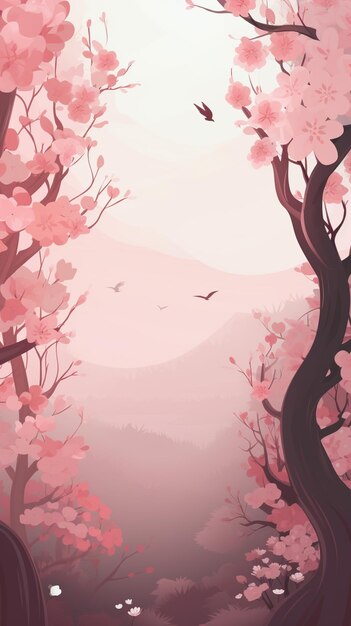 Photo there is a pink tree with pink flowers in the middle of it generative ai