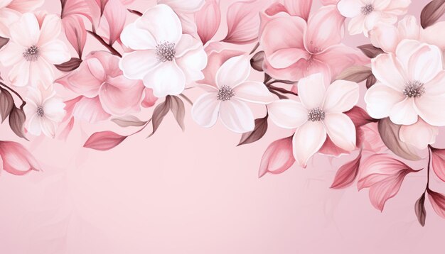 There is a pink and white flower arrangement on a pink background generative ai