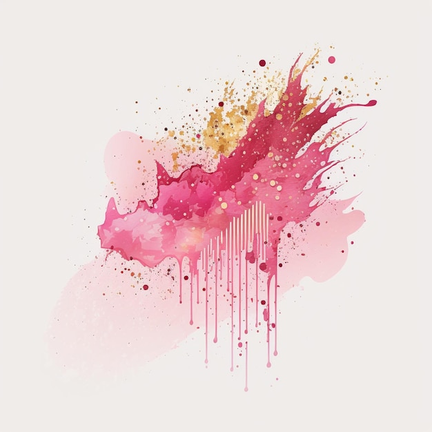 There is a pink and yellow watercolor painting with a spray of paint generative ai