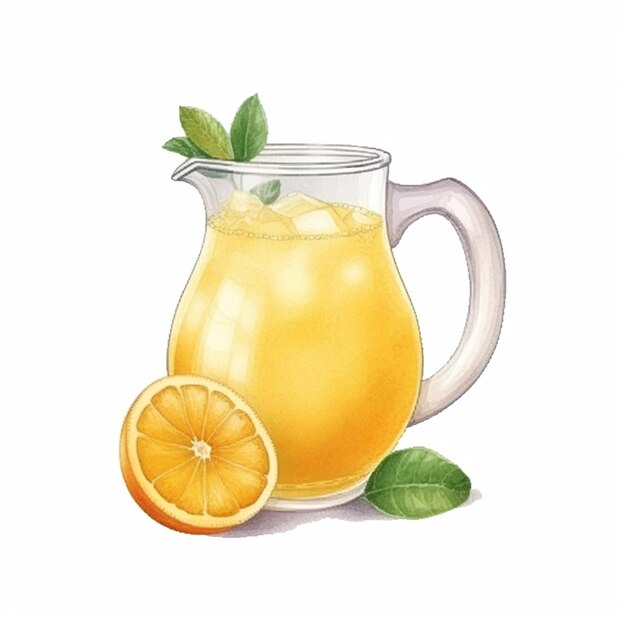 there is a pitcher of orange juice with a slice of orange generative ai