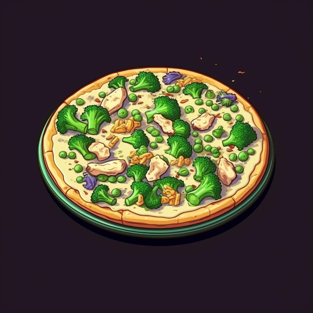 there is a pizza with broccoli and mushrooms on it generative ai