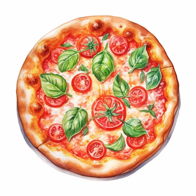 Photo there is a pizza with tomatoes and basil on it generative ai