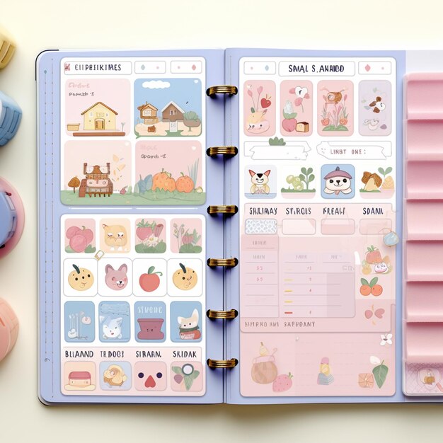 there is a planner book with stickers and a pencil generative ai