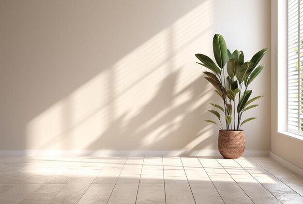 鉢の中の植物が部屋に座っています