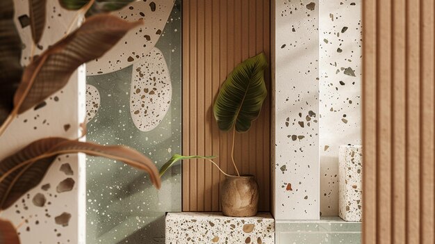 Photo there is a plant that is sitting on a shelf in a room generative ai