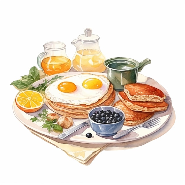 Photo there is a plate of breakfast food with eggs generative ai