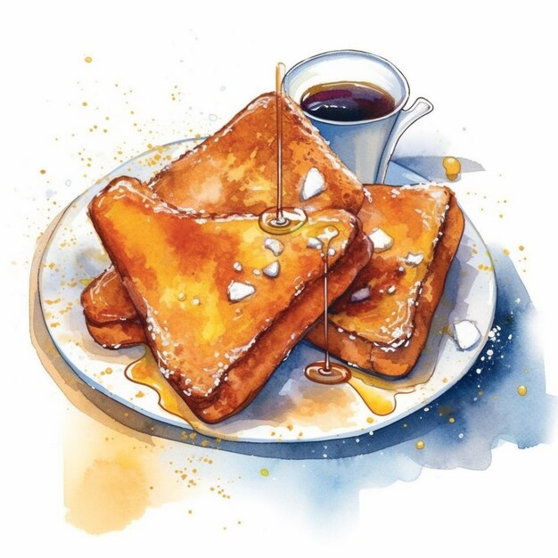 there is a plate of toast with syrup and syrup on it generative ai