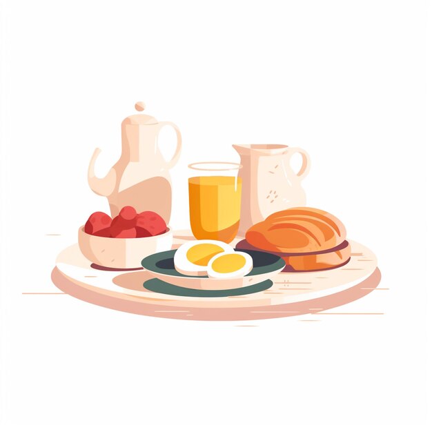 Photo there is a plate with a breakfast of eggs generative ai