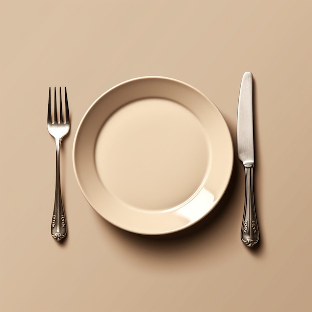 there is a plate with a fork and knife on it generative ai