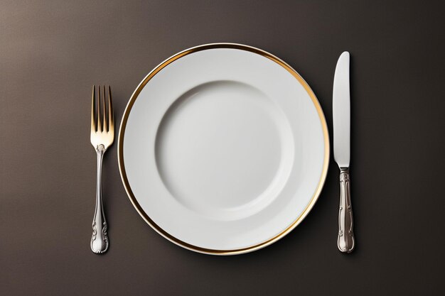 there is a plate with a fork and knife on it generative ai