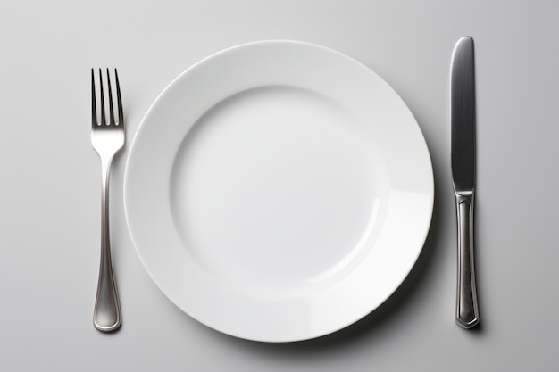 there is a plate with a fork and knife on it generative ai