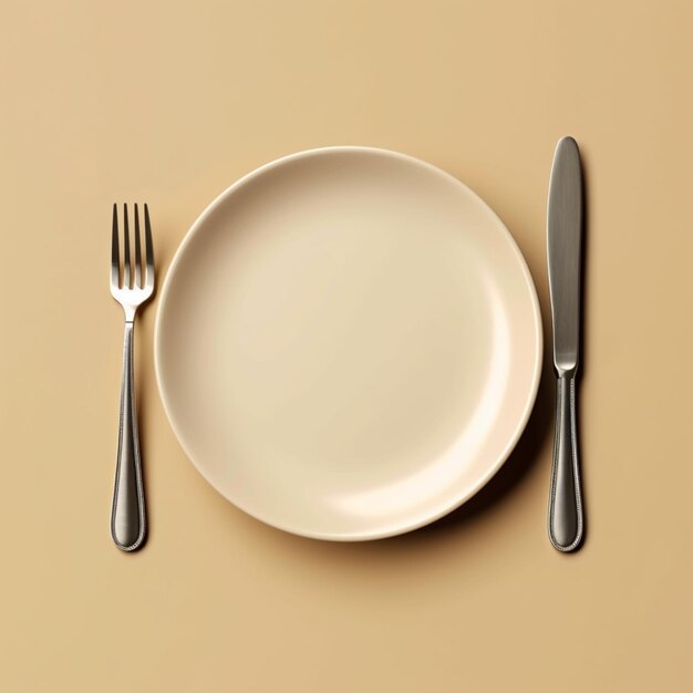 there is a plate with a fork and knife on it generative ai