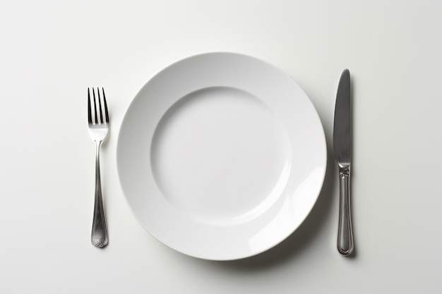 there is a plate with a fork and knife on it generative ai