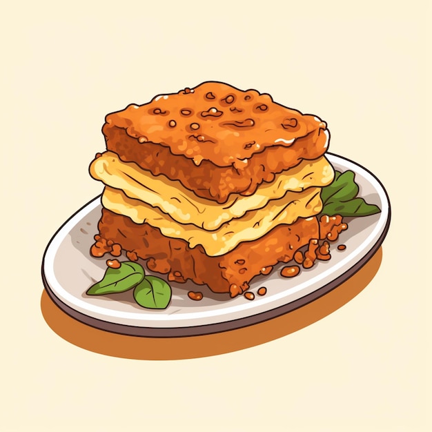 there is a plate with a piece of lasagna on it generative ai