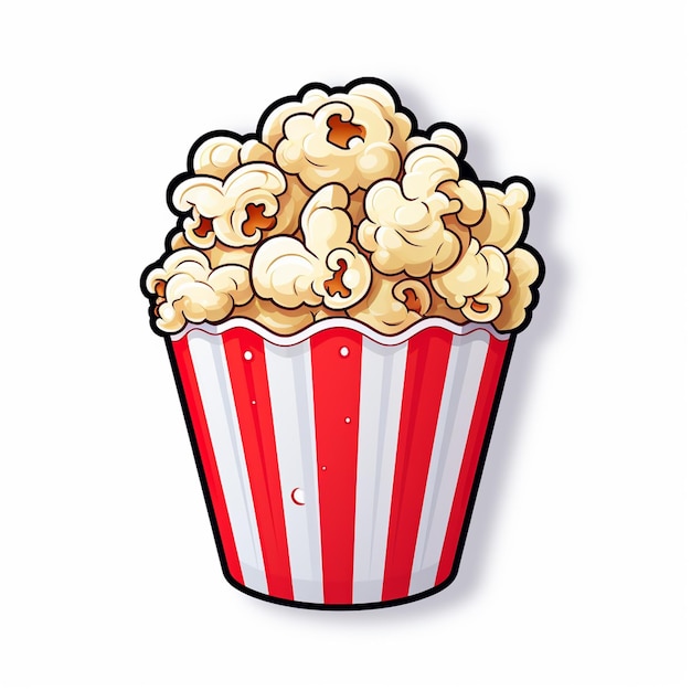 Photo there is a popcorn in a red and white striped cup generative ai