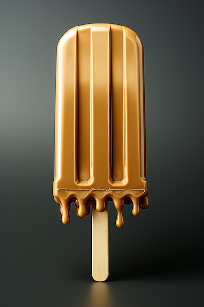 there is a popsicle with melted chocolate on a stick generative ai