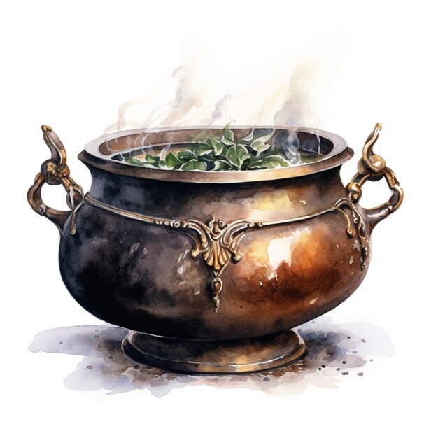 there is a pot of soup with steam coming out of it generative ai