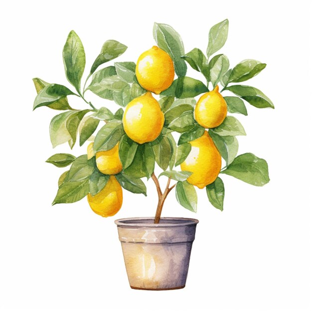 Photo there is a potted plant with lemons on it generative ai