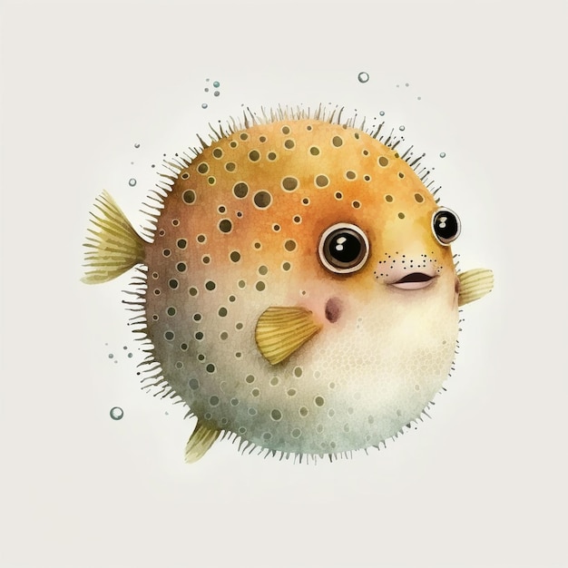 Foto c'è un pesce palla con un grande occhio e un lungo naso generativo ai