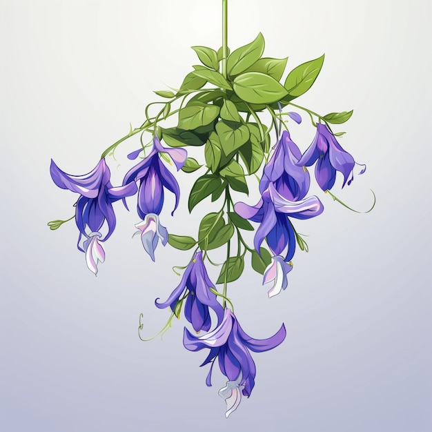 Photo there is a purple flower hanging from a green stem generative ai
