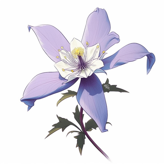 There is a purple flower with white petals on a stem generative ai