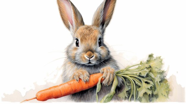 There is a rabbit that is holding a carrot in its paws generative ai