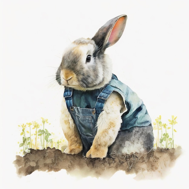 there is a rabbit that is sitting in the dirt generative ai