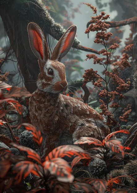 there is a rabbit that is sitting in the grass generative ai