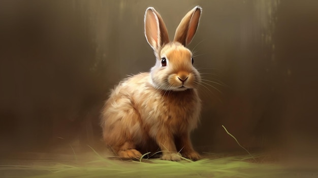 There is a rabbit that is sitting in the grass generative ai