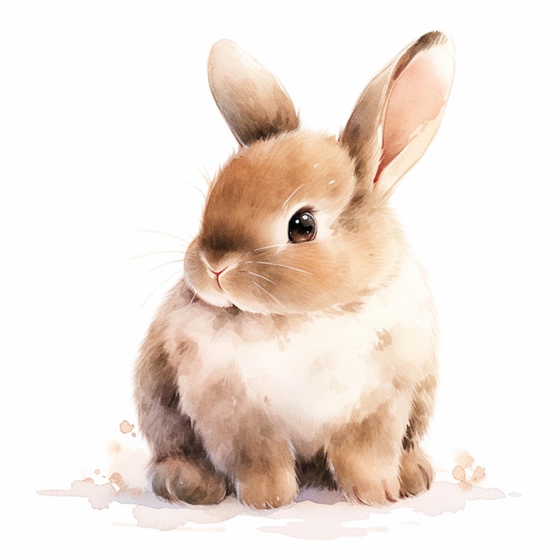 There is a rabbit that is sitting on the ground with a white background generative ai