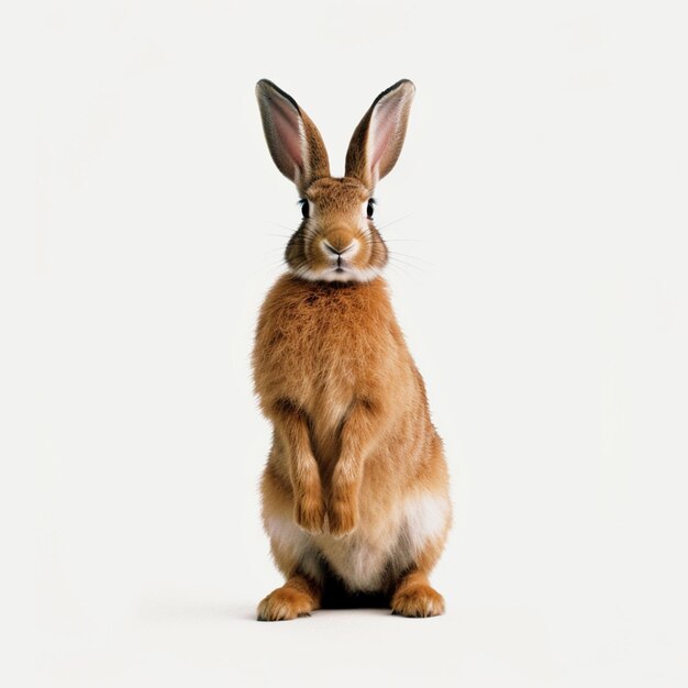 Photo there is a rabbit that is standing up on its hind legs generative ai