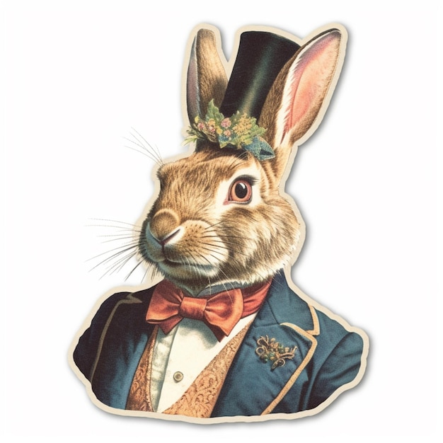 Premium AI Image | There is a rabbit wearing a top hat and a suit ...